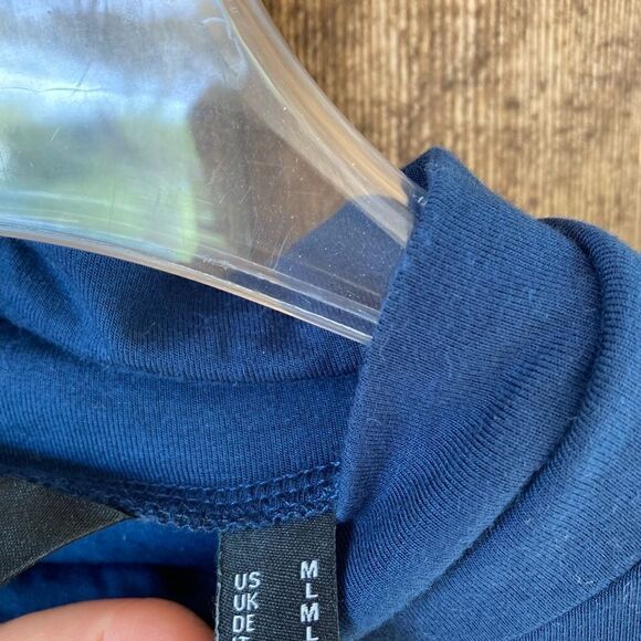 As Is" Dennis Basso Slate Blue Soft Touch Mock Neck Top with Ruched Sleeves - Picture 6 of 8